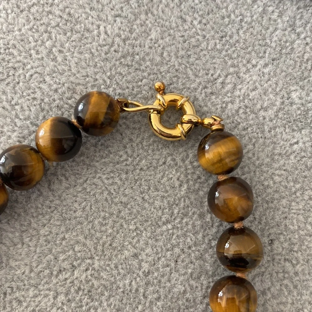 Tigers eye Necklace 16” / .925 Drop Earrings 2” & Stretch Bracelet Set